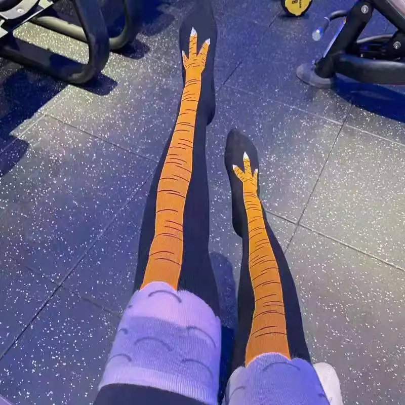 Funny Chicken Leg Socks - 무릎 길이의 유행 여성 양말 치킨