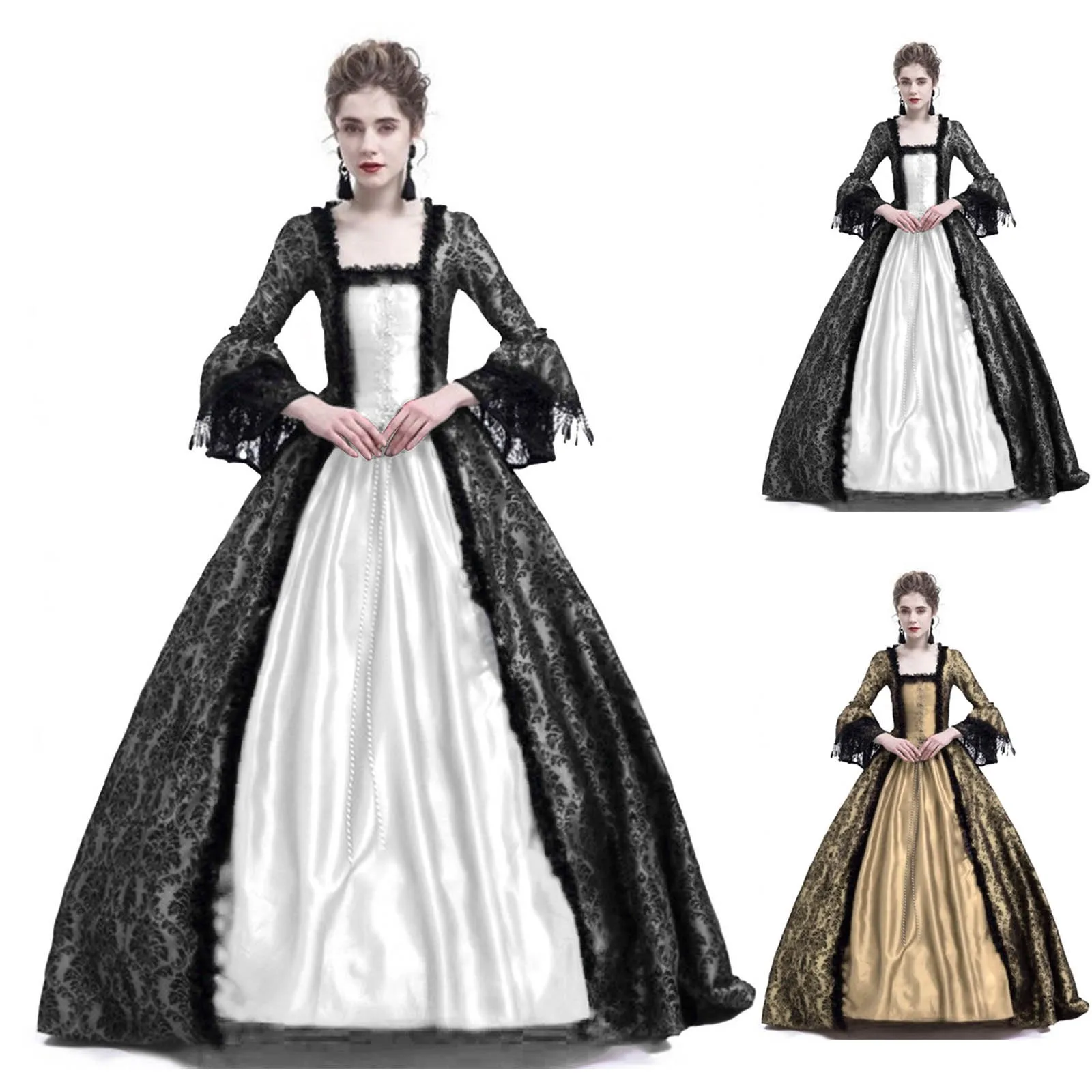 Medieval Renaissance Dress Women - 할로윈 코스프레 팰리스 여성 레이스 트럼펫