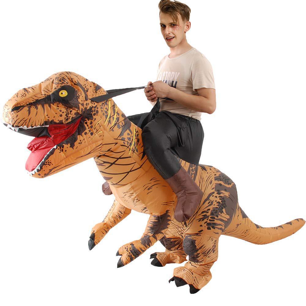 Inflatable Dinosaur Costume Adult - 성인 재미있는 라이딩 다크 브라운 공룡