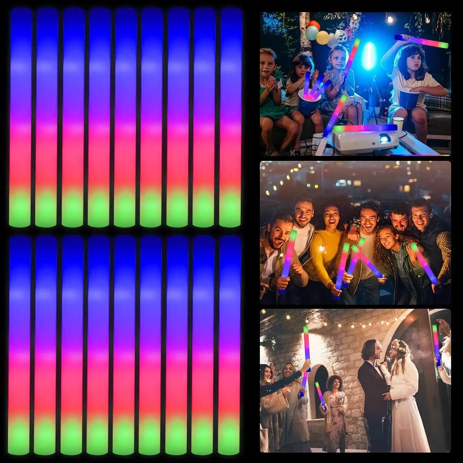 1Z-50개 LED 폼 글로우 스틱 크리스마스 웨딩용  - Flashing Led Foam Sticks Party 리뷰 및 가격