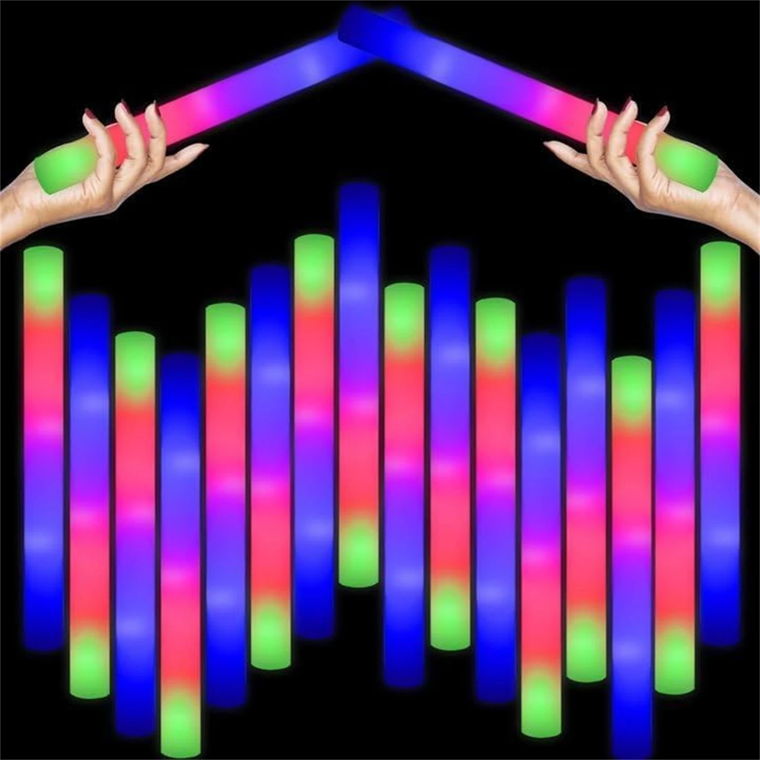 50개 LED 폼 글로우 스틱 8~10시간 점멸, 대형 - Flashing Led Foam Sticks Party 리뷰 및 가격