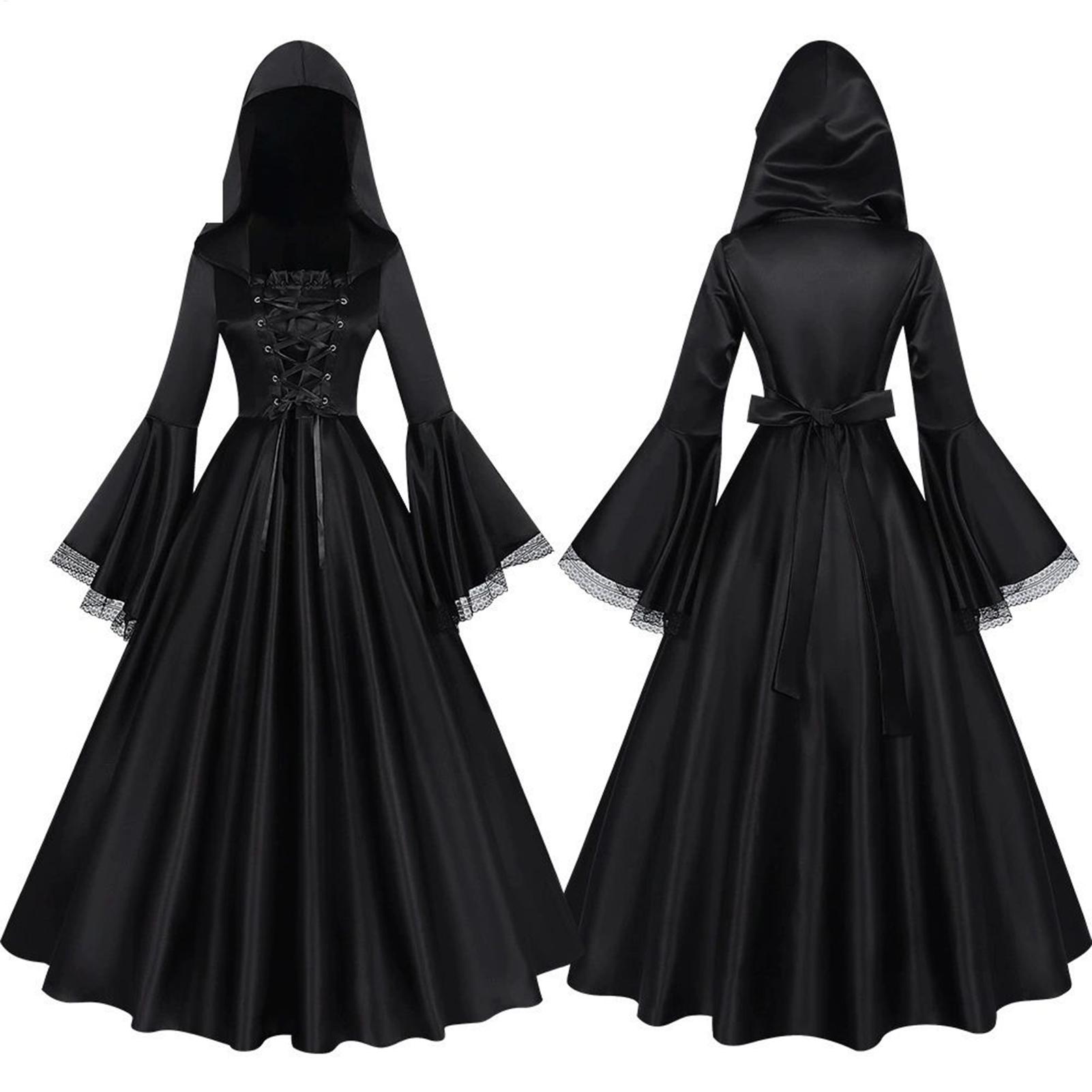 할로윈 마녀 의상 중세 고딕 롱 드레스 후드 르네상스  - Medieval Renaissance Dress Women 리뷰 및 가격