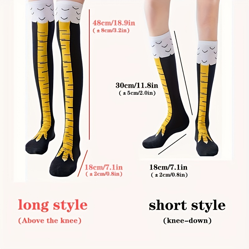 1/2 쌍 여성 무릎 높은 양말 유행 만화 재미 있은  - Funny Chicken Leg Socks 리뷰 및 가격