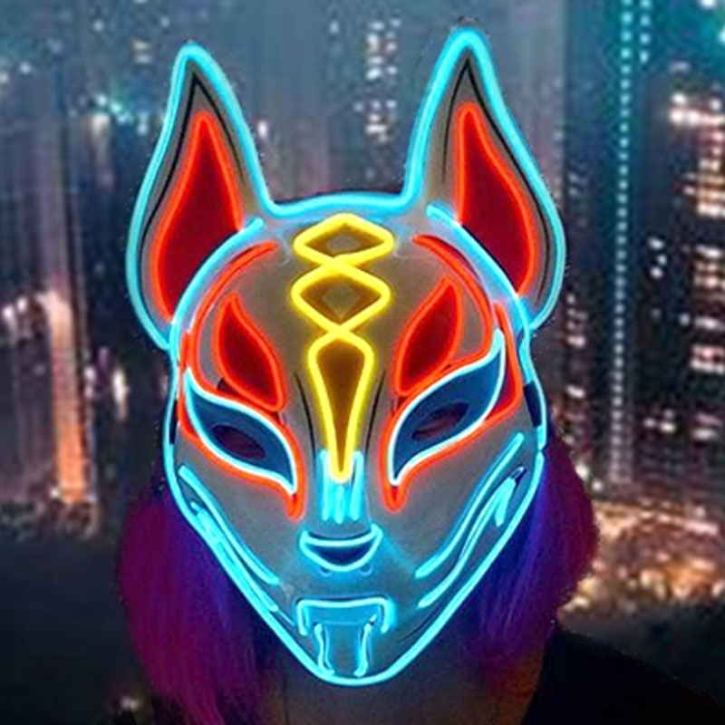 빛나는 악마 슬레이어 마스크 코스프레 일본 만화 네온  - Led Purge Mask Halloween 리뷰 및 가격