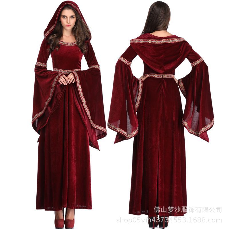 여성용 중세 르네상스 스타일의 버건디색 드레스, 빈티지 - Medieval Renaissance Dress Women 리뷰 및 가격