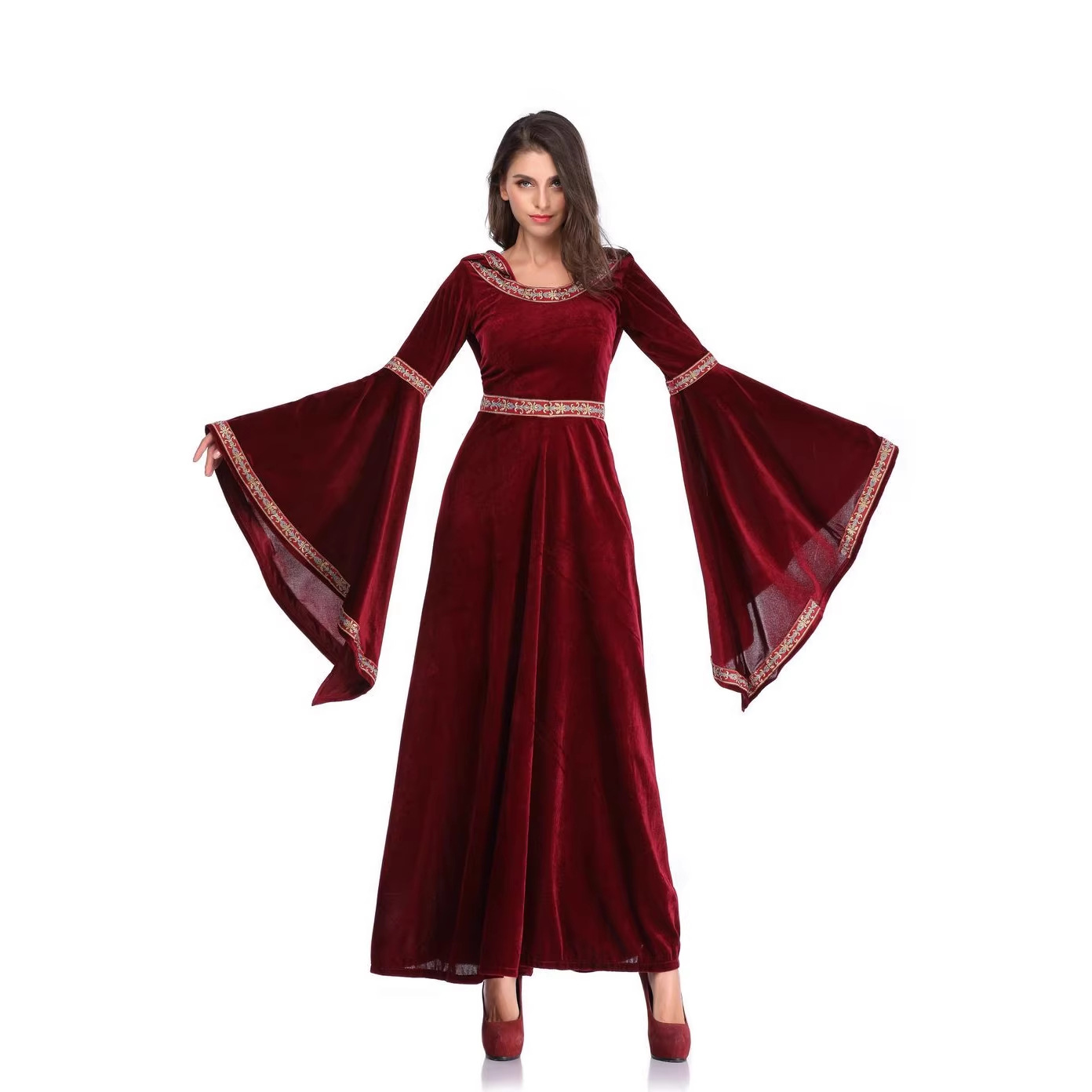 여성용 중세 르네상스 스타일의 버건디색 드레스, 빈티지 - Medieval Renaissance Dress Women 리뷰 및 가격