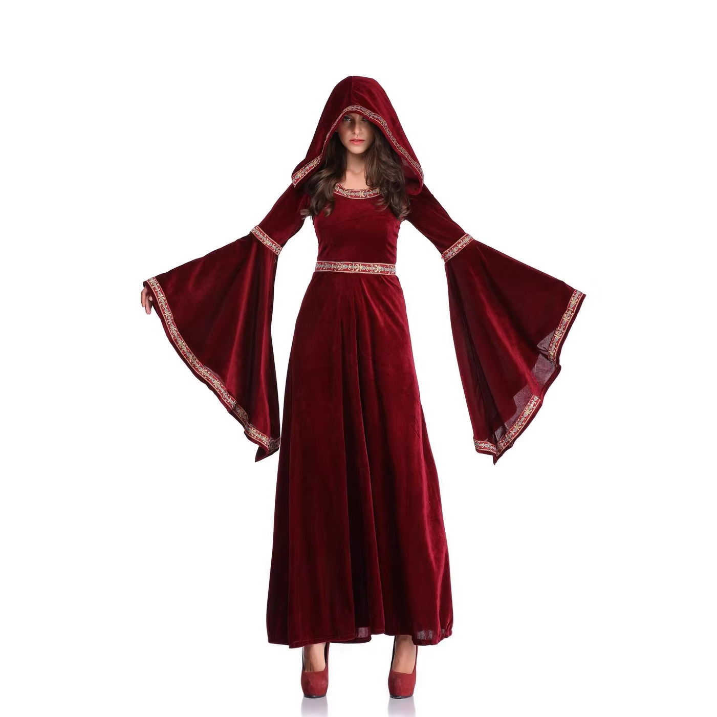 여성용 중세 르네상스 스타일의 버건디색 드레스, 빈티지 - Medieval Renaissance Dress Women 리뷰 및 가격
