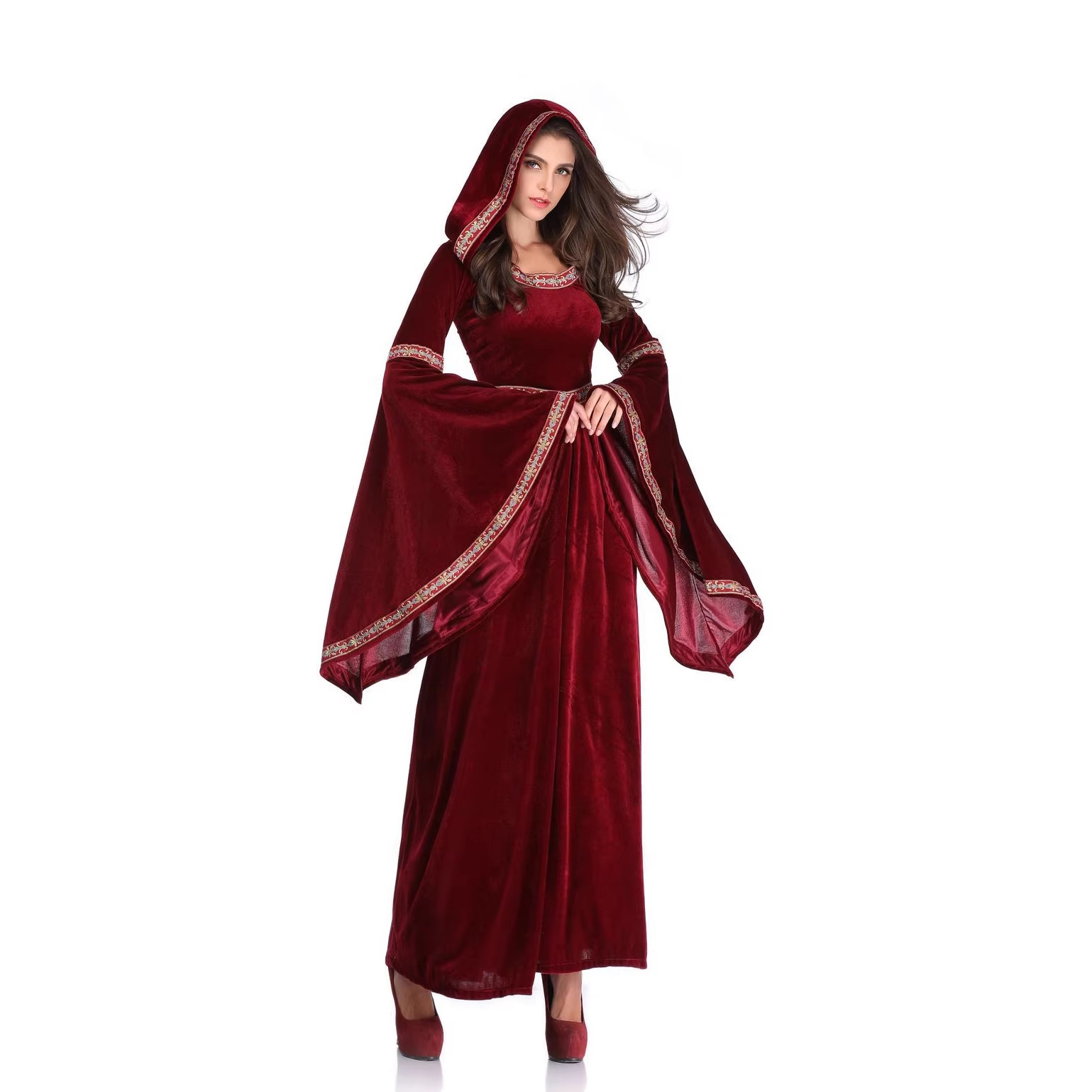 여성용 중세 르네상스 스타일의 버건디색 드레스, 빈티지 - Medieval Renaissance Dress Women 리뷰 및 가격